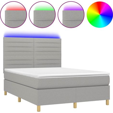Maison Exclusive - Letto a Molle Materasso e LED Grigio Chiaro 140x200 cm Tessuto (1/5)