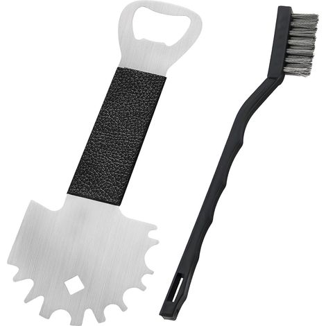 Set de Brosse à Gril avec Bords Dentelés et Ouvre-Bouteille Nettoyeur Barbecue INOX avec Mini Brosse Grattoir Sécurisé pour Barbecue Gaz, Charbon, Boule et Grille (1/5)