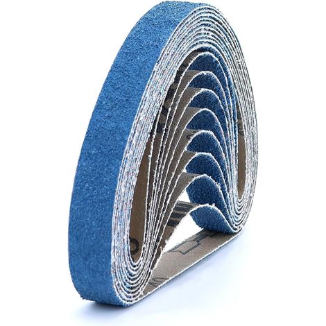 10 bandas de lijado de corindón de circonio, grano 40 para lijado de metal, lima de banda, kit de bandas de lijado para eliminación de óxido, soldadura y lijado (20 x 520 mm)