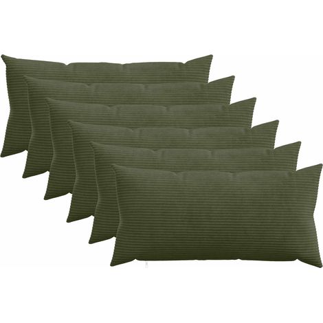 vidaXL Housse de coussin 6 pcs HEERLEN Vert 40 x 80 cm velours côtelé - maison aménagement maison