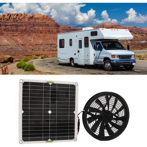 Accessoires pour camping-car : panneau solaire monocristallin en silicium de 100 W, caisson de ventilation rond de 25 cm, panneau solaire, ventilateur d’extraction (1/5)