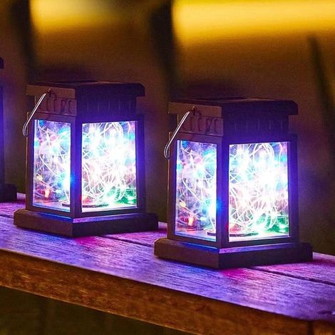 Lanterna solare da appendere per il giardino, 2 pezzi, luci a LED colorate per giardino, terrazzo, cortile e piscina (1/5)