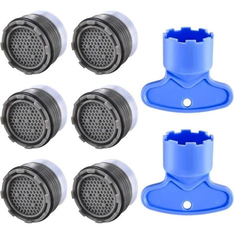Ecleanfy - Perlator M18.5, lot de 6 aérateurs de robinet, filtre intégré, économiseur d'eau à filetage extérieur pour robinet avec 2 clés d'aération (1/5)