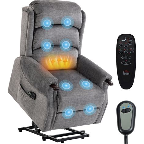 Electric Lift Recliner with Massage and Heating, Light Grey (1/5)