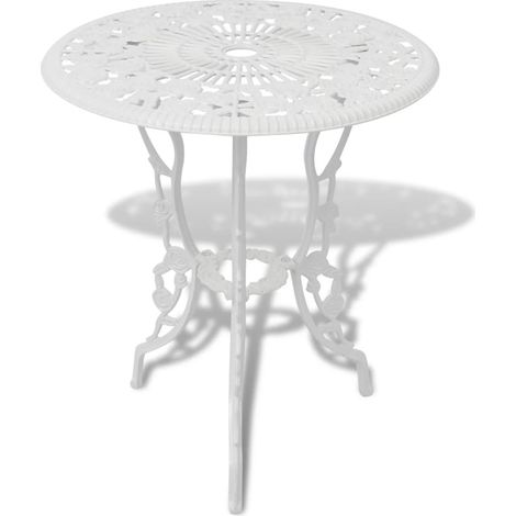 Ensemble de bistro 3 pcs Mobilier de jardin Aluminium coulé Blanc (1/5)