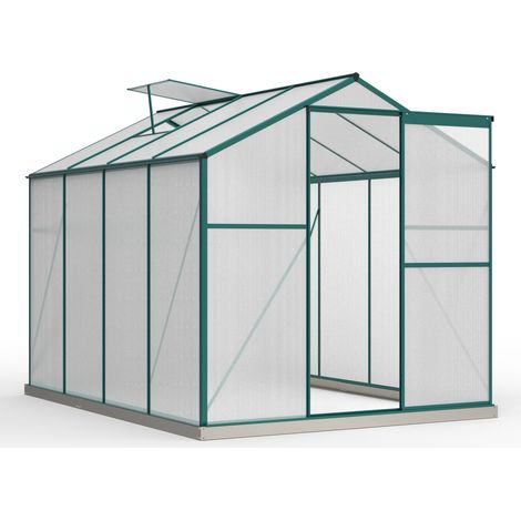 Invernadero de aluminio con base 4,75 m² 190 x 253 cm con ventana y puerta corredera (1/5)