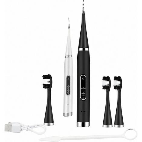 Brosse à dents électrique sonique 2 en 1 pour adultes, noire, 3 têtes, détartrage (1/5)
