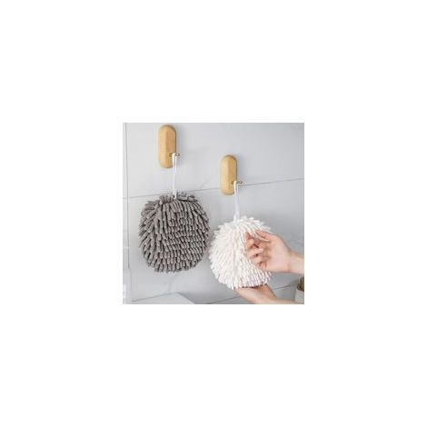 2 Pièces Serviettes à Main et de Bain Absorbantes - Essuie-Mains de Cuisine en Peluche - Serviette de Toilette Suspendues à Séchage Rapide (Blanc + Gris) (1/5)