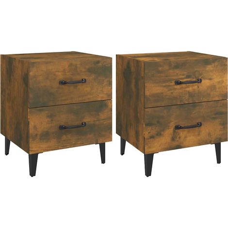 Maison Exclusive - Mesitas de noche 2 unidades color roble ahumad (1/5)