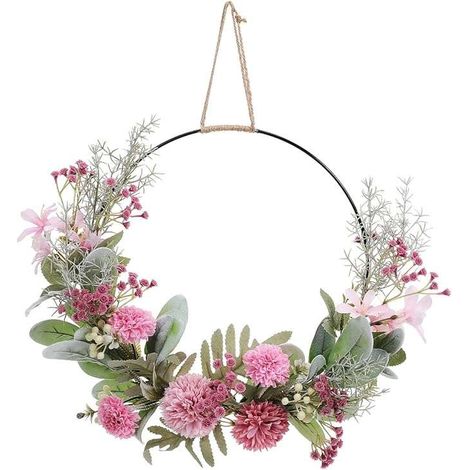 Künstlicher Blumenkranz für die Wand, rund, 41 x 32 cm, dekoratives Tischgesteck