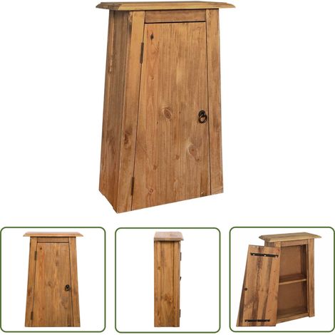 The Living Store Bad-Wandschrank Massivholz Kiefer 42x23x70 cm - Holz Wandregal - Badezimmer Regal - Kiefernholzmöbel - Vintage Badezimmermöbel - Handgefertigter Schrank (1/5)