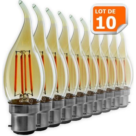 Lot de 10 Ampoules décorative led à filament Doré 4 watt (éq. 42 Watt) Culot B22 (1/2)