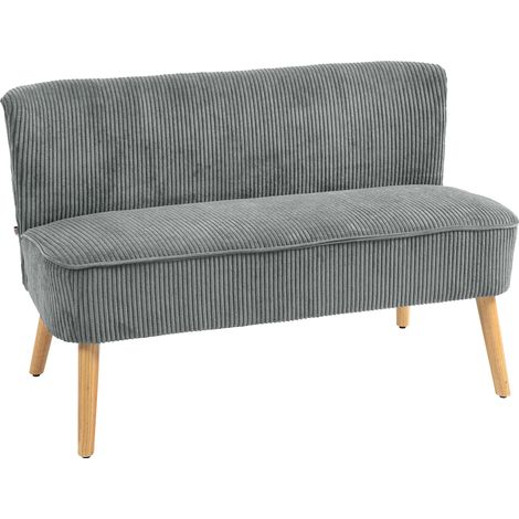 2-Sitzer Polstersofa, Holz, Samtartiges Polyester, Schaumstoff, 117 x 56,5 x 77 cm, Grau