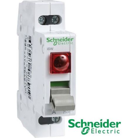 Schneider Electric – Commutateur de commande à voyant lumineux 230V 2P 20A – Signalisation on/off – Installation sur rail DIN – A9S61220
