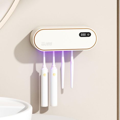 UV Sanitizer Porte Brosse à Dents Mural sans Perçage avec Fonction Séchage (1/5)