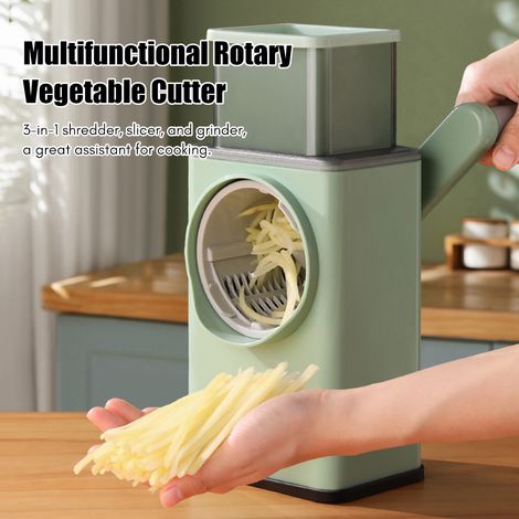 Coupe-légumes multifonctionnel Chopper Rape à fromage rotative 3-en-1 Broyeur Trancheuse Broyeur Machine à salade avec lames de rouleau en acier inoxydable pour fruits et noix (1/5)