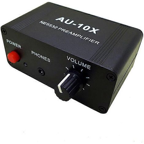 Préamplificateur audio AU-10X NE5532 pour casque, gain 20 dB, contrôle du volume, sortie jack 3,5 mm, tonalité, prise US. (1/5)