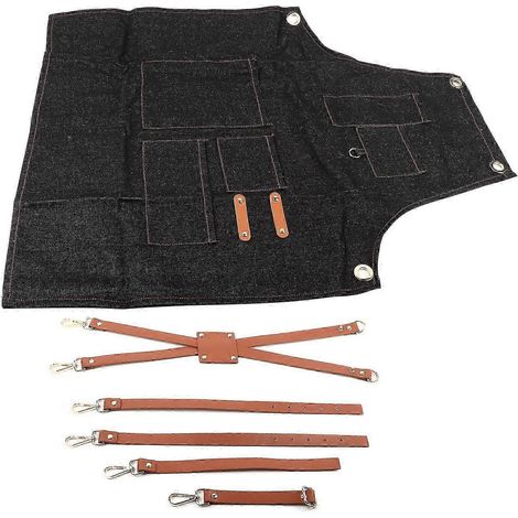 Tablier en denim avec ceinture, idéal pour les boulangers, les barmans, les chefs de barbecue, les cuisiniers et autres métiers similaires, d'excellente qualité. (1/5)