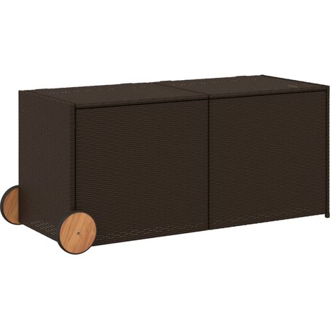 Boîte de rangement de jardin，Coffre de rangement et roues marron 283L poly rotin CFW933948 (1/5)