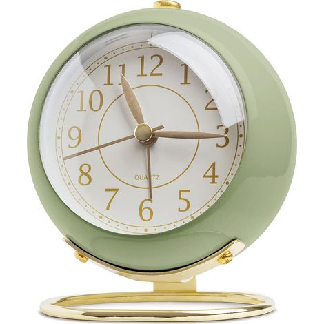 Horloge Électronique à Quartz pour Enfant Style Européen en Métal - Silencieuse, Ronde, Design Ingénieux - Couleur Vert Clair - Pour Salon ou Chambre (1/5)