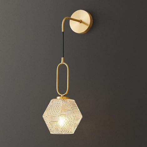 Applique murale encastrée – Laiton – Verre – Culot E27 – Chambre / salon / bureau – Lampe chevet