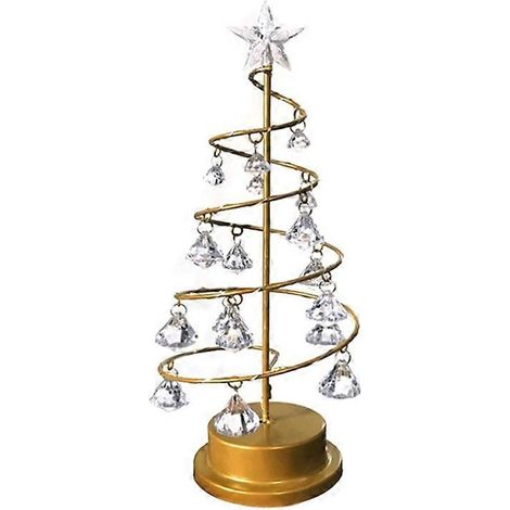 Lampe de Noël en métal et cristal, sapin de Noël de table en cristal avec lumières LED, décorations de Noël S (1/5)