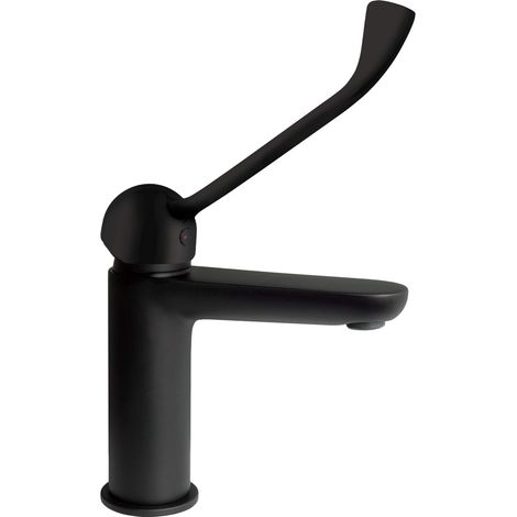Miscelatore lavabo in ottone con leva clinica allungata finitura nero opaco - Alvo