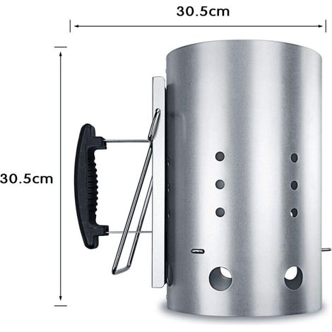 Encendedor de chimenea de 30 cm x 19 cm, encendedor de chimenea con mango de seguridad, encendedor de barbacoa, encendedor rápido de carbón para parrilla. (1/3)