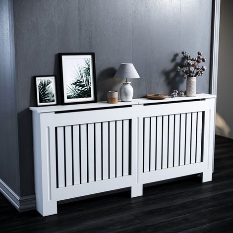 SONNI Cubre Radiadores Blanco 172x19x81.5 cm con Lamas Verticales,Cubreradiadores Modernos