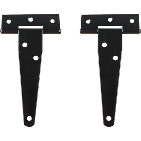 2 charnières en T robustes pour portes en bois noir ou portes métalliques, charnières de porte de grange en fer antirouille (6 pouces) (1/5)