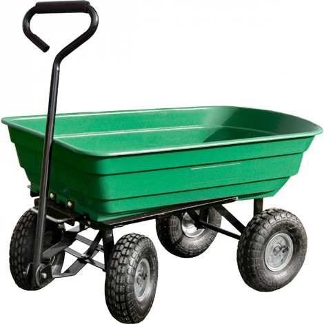 Linxor – Chariot de jardin 260 kg – Cuve en plastique 75 L – Roues gonflables tout-terrain – Pour terrains accidentés