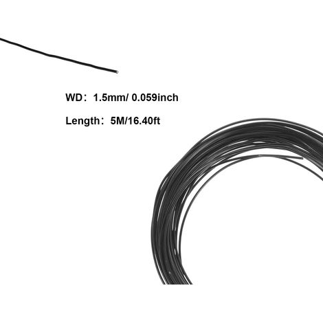 Fil d'aluminium noir (1,5 mm) 5 m/rouleau, forme bonsaï, six tailles disponibles pour le jardin et la création de formes pour plantes. (1/4)
