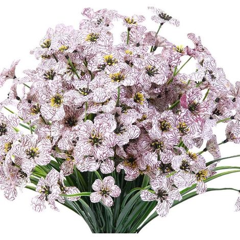 10 Bundles Fleurs Artificielles Extérieures Résistant Aux Uv Pas De Fade Faux Fleurs Violettes Pour Intérieur Extérieur Plantes Suspendues Jardin Patio Porche Fenêtre BoTe Maison De Mariage Décor De F (1/5)