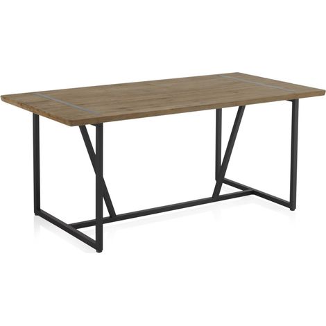 Metalltisch mit Holzplatte (1/5)