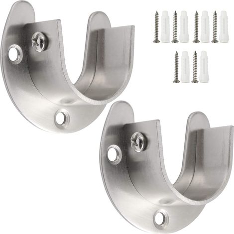 Supports de tringle de placard robustes avec fixations pour tringle de 3,2 cm (2 pièces, argent) (1/5)