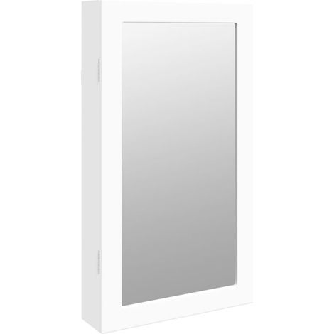 Armario joyero organizador dormitorio guardarropa baño con espejo e iluminación LED de pared blanca 020022814