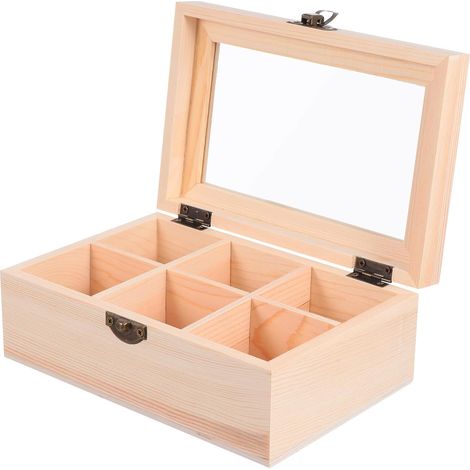 Joyero de madera de 6 compartimentos para el hogar y la oficina (1/5)