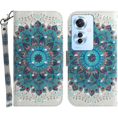 Funda tipo cartera para Oppo Reno 11F 5G, diseño de flor mandala. (1/5)