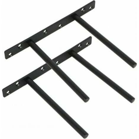 Lot de 2 Support pour Étagère Flottante Invisible Support en Métal pour Tablette Flottante en Bois Dissimulé à Fixation Murale, Finition Noire Mate en Acier Inoxydable-Étagère murale (1/4)