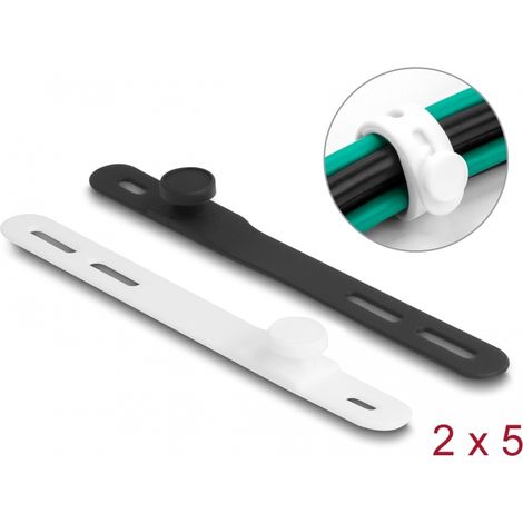 Delock Lazo suave flexible reutilizable set de 10 piezas negro / blanco