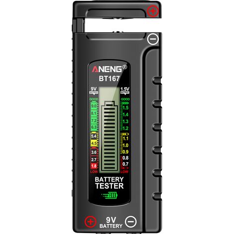 Decdeal Testeur de pile digital - Contrôleur de niveau pour piles D, C, AA, AAA, 1.5V, bouton 9V - Affichage numérique