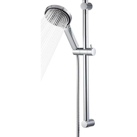 Barre Douche 60 cm, Colonne de Douche avec Pommeau de Douche, Douchette à Main avec 6 Types de Jets et Tuyau de 1.6 m, Chromé