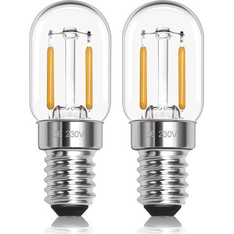 T22 E14 Ampoules LED 1W Blanc Chaud 2700k, T22 Edison SES Ampoule de Nuit Tubulaire à Petite Vis, 10W-15W équivalent, AC 220-240V, 150 Lumen, pour lampe à sel de réfrigérateur, Pack de 2 (1/5)