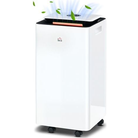 Déshumidificateur électrique 10L/jour, blanc, réservoir 2,5 L, 5 modes, 25 x 25 x 50,5 cm, 2 vitesses, minuterie (1/5)