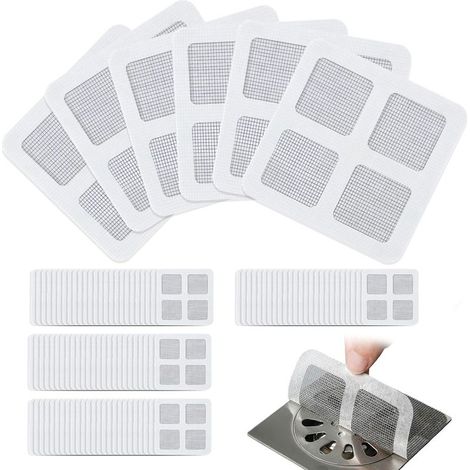 100 Pièces Autocollants Jetables pour Canalisations de Douche,10 cm x 10cm Attrape Cheveux Couche en Maille Filtre Cheveux Douche pour Salle De Bain évier De Cuisine (1/5)