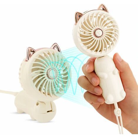 Mini-Ventilator mit Akku und 3 Geschwindigkeitsstufen, kleiner und niedlicher elektrischer Ventilator für Mädchen/Frauen/Kinder im Freien, faltbarer Ventilator für die Schule (1/5)