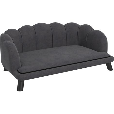 Divano letto per cani di lusso grigio scuro 98,5 x 60,5 x 35,5 cm con gambe in legno (1/5)