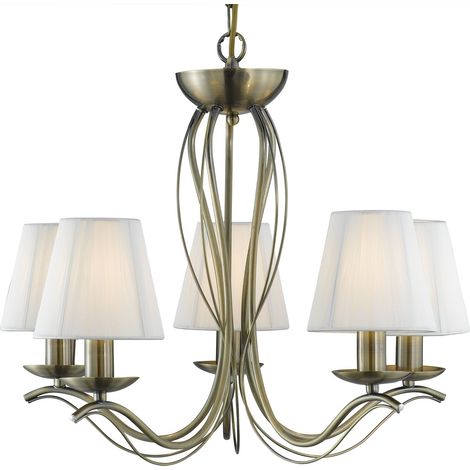 Lampadario Industrial-Nordico Andretti Acciaio Ottone 5 Luci E14 (1/5)