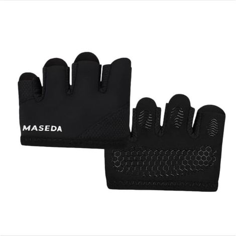 Gants d'entraînement professionnels antidérapants demi-doigts - Préviennent les callosités pour la musculation - Compatibles avec Huawei, Samsung, Apple et Garmin - Noir (1/5)