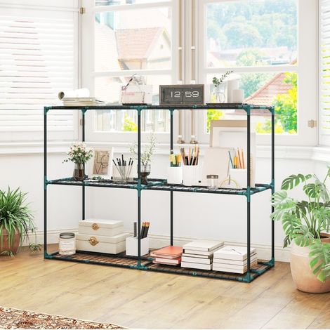 Scaffale per piante a 3 livelli 143 x 48 x 100 cm in acciaio, verde scuro OKMYHOME (1/5)